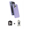 MARSİLYAN™- iPhone 15 Pro Max Kılıf İz Işık Koleksiyonu - Siyah Bilvis Hayalet Cam Ekran Koruyucu + PVD Metal Kamera Lens - TU