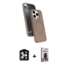 MARSİLYAN™- iPhone 15 Pro Max Kılıf İz Işık Koleksiyonu - Siyah Bilvis Hayalet Cam Ekran Koruyucu + PVD Metal Kamera Lens - TU