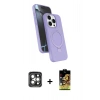 MARSİLYAN™- iPhone 15 Pro Max Kılıf İz Işık Koleksiyonu - Siyah Buffer Cam Ekran Koruyucu + PVD Metal Kamera Lens - GI