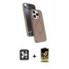 MARSİLYAN™- iPhone 15 Pro Max Kılıf İz Işık Koleksiyonu - Siyah Buffer Cam Ekran Koruyucu + PVD Metal Kamera Lens - GI