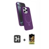 MARSİLYAN™- iPhone 15 Pro Max Kılıf İz Işık Koleksiyonu - Siyah Buffer Cam Ekran Koruyucu + PVD Metal Kamera Lens - GI