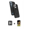 MARSİLYAN™- iPhone 15 Pro Max Kılıf İz Işık Koleksiyonu - Siyah Buffer Cam Ekran Koruyucu + PVD Metal Kamera Lens - SH