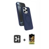 MARSİLYAN™- iPhone 15 Pro Max Kılıf İz Işık Koleksiyonu - Siyah Buffer Cam Ekran Koruyucu + PVD Metal Kamera Lens - SH
