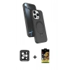 MARSİLYAN™- iPhone 15 Pro Max Kılıf İz Işık Koleksiyonu - Siyah Buffer Cam Ekran Koruyucu + PVD Metal Kamera Lens - SH