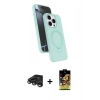 MARSİLYAN™- iPhone 15 Pro Max Kılıf İz Işık Koleksiyonu - Siyah Buffer Cam Ekran Koruyucu + Raze Metal Kamera Lens - TMGI