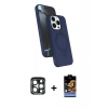 MARSİLYAN™- iPhone 15 Pro Max Kılıf İz Işık Koleksiyonu - Siyah Buffer Hayalet Cam Ekran Koruyucu + PVD Metal Kamera Lens - LT