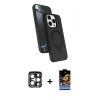 MARSİLYAN™- iPhone 15 Pro Max Kılıf İz Işık Koleksiyonu - Siyah Buffer Hayalet Cam Ekran Koruyucu + PVD Metal Kamera Lens - LT