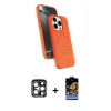 MARSİLYAN™- iPhone 15 Pro Max Kılıf İz Işık Koleksiyonu - Siyah Buffer Hayalet Cam Ekran Koruyucu + PVD Metal Kamera Lens - LT
