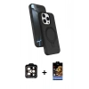 MARSİLYAN™- iPhone 15 Pro Max Kılıf İz Işık Koleksiyonu - Siyah Buffer Hayalet Cam Ekran Koruyucu + PVD Metal Kamera Lens - TU