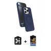MARSİLYAN™- iPhone 15 Pro Max Kılıf İz Işık Koleksiyonu - Siyah Buffer Hayalet Cam Ekran Koruyucu + PVD Metal Kamera Lens - TU
