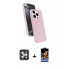 MARSİLYAN™- iPhone 15 Pro Max Kılıf İz Işık Koleksiyonu - Siyah Buffer Hayalet Cam Ekran Koruyucu + PVD Metal Kamera Lens - GI