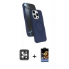 MARSİLYAN™- iPhone 15 Pro Max Kılıf İz Işık Koleksiyonu - Siyah Buffer Hayalet Cam Ekran Koruyucu + PVD Metal Kamera Lens - GI