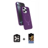 MARSİLYAN™- iPhone 15 Pro Max Kılıf İz Işık Koleksiyonu - Siyah Buffer Hayalet Cam Ekran Koruyucu + PVD Metal Kamera Lens - TU