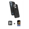 MARSİLYAN™- iPhone 15 Pro Max Kılıf İz Işık Koleksiyonu - Siyah Buffer Hayalet Cam Ekran Koruyucu + PVD Metal Kamera Lens - GI