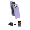 MARSİLYAN™- iPhone 15 Pro Max Kılıf İz Işık Koleksiyonu - Siyah Buffer Hayalet Cam Ekran Koruyucu + Raze Metal Kamera Lens - TMGI