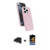 MARSİLYAN™- iPhone 15 Pro Max Kılıf İz Işık Koleksiyonu - Siyah Buffer Hayalet Cam Ekran Koruyucu + Raze Metal Kamera Lens - TMGI