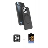 MARSİLYAN™- iPhone 15 Pro Max Kılıf İz Işık Koleksiyonu - Siyah Buffer Hayalet Cam Ekran Koruyucu + PVD Metal Kamera Lens - SH