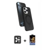 MARSİLYAN™- iPhone 15 Pro Max Kılıf İz Işık Koleksiyonu - Siyah Buffer Hayalet Cam Ekran Koruyucu + PVD Metal Kamera Lens - SH