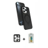 MARSİLYAN™- iPhone 15 Pro Max Kılıf İz Işık Koleksiyonu - Siyah Polymer Nano Ekran Koruyucu + PVD Metal Kamera Lens - GS