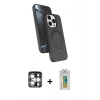 MARSİLYAN™- iPhone 15 Pro Max Kılıf İz Işık Koleksiyonu - Siyah Polymer Nano Ekran Koruyucu + PVD Metal Kamera Lens - GS