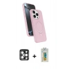 MARSİLYAN™- iPhone 15 Pro Max Kılıf İz Işık Koleksiyonu - Siyah Polymer Nano Ekran Koruyucu + PVD Metal Kamera Lens - LT