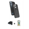 MARSİLYAN™- iPhone 15 Pro Max Kılıf İz Işık Koleksiyonu - Siyah Polymer Nano Ekran Koruyucu + Raze Metal Kamera Lens - LT