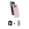 MARSİLYAN™- iPhone 15 Pro Max Kılıf İz Işık Koleksiyonu - Siyah Polymer Nano Ekran Koruyucu + PVD Metal Kamera Lens - TU