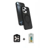MARSİLYAN™- iPhone 15 Pro Max Kılıf İz Işık Koleksiyonu - Siyah Polymer Nano Ekran Koruyucu + PVD Metal Kamera Lens - TU