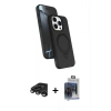 MARSİLYAN™- iPhone 15 Pro Max Kılıf İz Işık Koleksiyonu - Siyah Vanessa Magic Cam + Titanyum Gri Raze Metal Kamera Lens