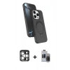MARSİLYAN™- iPhone 15 Pro Max Kılıf İz Işık Koleksiyonu - Siyah Vanessa Magic Hayalet Cam + PVD Metal Kamera Lens - GS