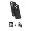 MARSİLYAN™- iPhone 15 Pro Max Kılıf İz Işık Koleksiyonu - Siyah Vanessa Magic Hayalet Cam + PVD Metal Kamera Lens - GS