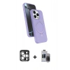 MARSİLYAN™- iPhone 15 Pro Max Kılıf İz Işık Koleksiyonu - Siyah Vanessa Magic Hayalet Cam + PVD Metal Kamera Lens - GS