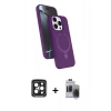 MARSİLYAN™- iPhone 15 Pro Max Kılıf İz Işık Koleksiyonu - Siyah Vanessa Magic Hayalet Cam + PVD Metal Kamera Lens - SH