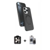 MARSİLYAN™- iPhone 15 Pro Max Kılıf İz Işık Koleksiyonu - Siyah Vanessa Magic Hayalet Cam + PVD Metal Kamera Lens - TU