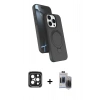 MARSİLYAN™- iPhone 15 Pro Max Kılıf İz Işık Koleksiyonu - Siyah Vanessa Magic Hayalet Cam + PVD Metal Kamera Lens - SH