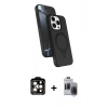 MARSİLYAN™- iPhone 15 Pro Max Kılıf İz Işık Koleksiyonu - Siyah Vanessa Magic Hayalet Cam + PVD Metal Kamera Lens - TU