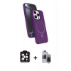 MARSİLYAN™- iPhone 15 Pro Max Kılıf İz Işık Koleksiyonu - Siyah Vanessa Magic Hayalet Cam + PVD Metal Kamera Lens - TU