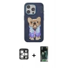 MARSİLYAN™- iPhone 15 Pro Max Kılıf İz Minimal Koleksiyonu - Şeffaf 360 Full Body Arka Koruyucu + PVD Metal Kamera Lens - GS