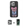 MARSİLYAN™- iPhone 15 Pro Max Kılıf İz Minimal Koleksiyonu - Şeffaf 360 Full Body Arka Koruyucu + PVD Metal Kamera Lens - LT