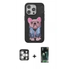 MARSİLYAN™- iPhone 15 Pro Max Kılıf İz Minimal Koleksiyonu - Şeffaf 360 Full Body Arka Koruyucu + PVD Metal Kamera Lens - GS