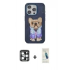 MARSİLYAN™- iPhone 15 Pro Max Kılıf İz Minimal Koleksiyonu - Şeffaf Pasifik Cam Ekran Koruyucu + PVD Metal Kamera Lens - LT