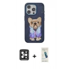 MARSİLYAN™- iPhone 15 Pro Max Kılıf İz Minimal Koleksiyonu - Şeffaf Pasifik Cam Ekran Koruyucu + PVD Metal Kamera Lens - SH