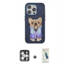 MARSİLYAN™- iPhone 15 Pro Max Kılıf İz Minimal Koleksiyonu - Şeffaf Pasifik Cam Ekran Koruyucu + PVD Metal Kamera Lens - GS