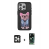 MARSİLYAN™- iPhone 15 Pro Max Kılıf İz Minimal Koleksiyonu - Siyah 360 Mat Full Body Arka Koruyucu + PVD Metal Kamera Lens - GI