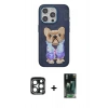 MARSİLYAN™- iPhone 15 Pro Max Kılıf İz Minimal Koleksiyonu - Siyah 360 Mat Full Body Arka Koruyucu + PVD Metal Kamera Lens - LT