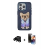 MARSİLYAN™- iPhone 15 Pro Max Kılıf İz Minimal Koleksiyonu - Siyah 3D Antistatik Mat Seramik Nano Ekran Koruyucu + Raze Metal Kamera Lens - SH