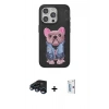 MARSİLYAN™- iPhone 15 Pro Max Kılıf İz Minimal Koleksiyonu - Siyah Bilvis 0.18mm Plus Cam Ekran Koruyucu + Raze Metal Kamera Lens - LT