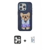 MARSİLYAN™- iPhone 15 Pro Max Kılıf İz Minimal Koleksiyonu - Siyah Bilvis 0.18mm Plus Cam Ekran Koruyucu + PVD Metal Kamera Lens - GS
