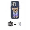 MARSİLYAN™- iPhone 15 Pro Max Kılıf İz Minimal Koleksiyonu - Siyah Bilvis 0.18mm Plus Cam Ekran Koruyucu + PVD Metal Kamera Lens - TU