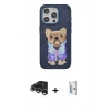 MARSİLYAN™- iPhone 15 Pro Max Kılıf İz Minimal Koleksiyonu - Siyah Bilvis 0.18mm Plus Cam Ekran Koruyucu + Raze Metal Kamera Lens - GS